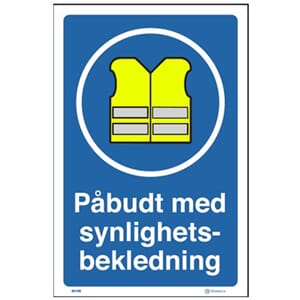 Påbudt med synlighetsbekledning 30x20cm PET