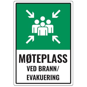 Møteplass Brann/Evakuering 50x70cm 2mm u/refl m/hull
