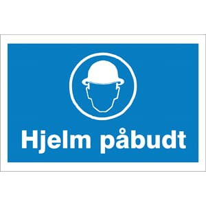 Påbudt med hjelm 30x20cm pvc