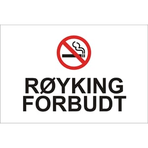 Røyking forbudt 30x20cm pvc
